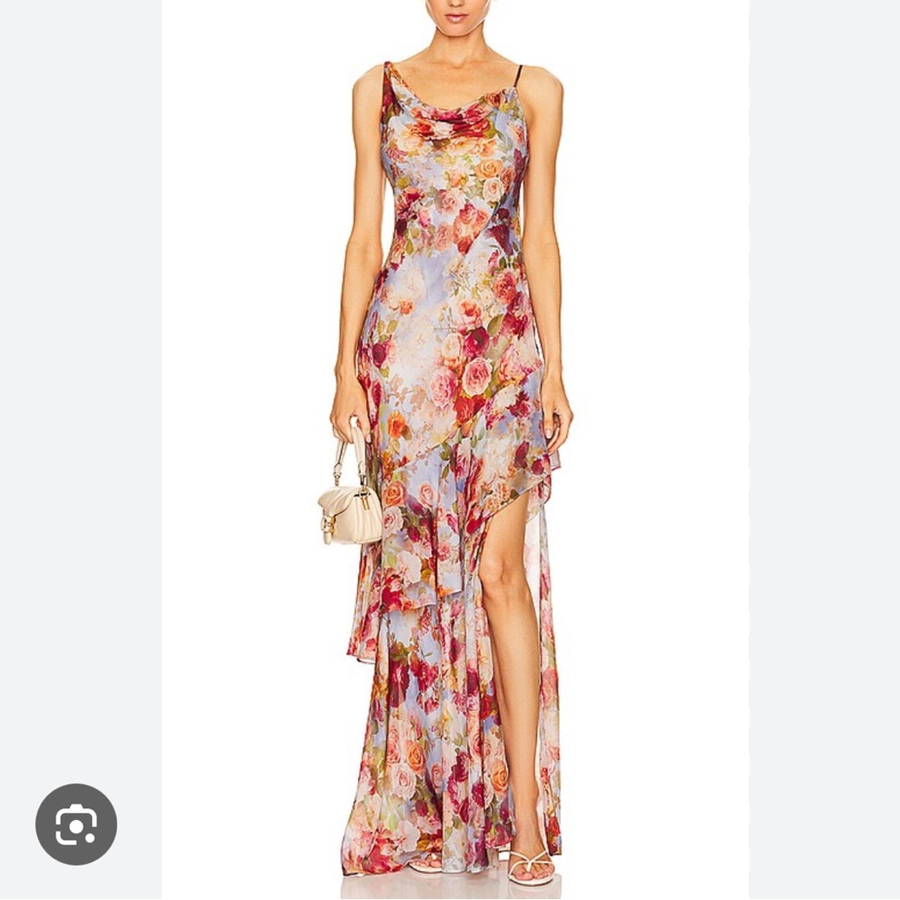L’agence Floral Maxi Dress silk gown